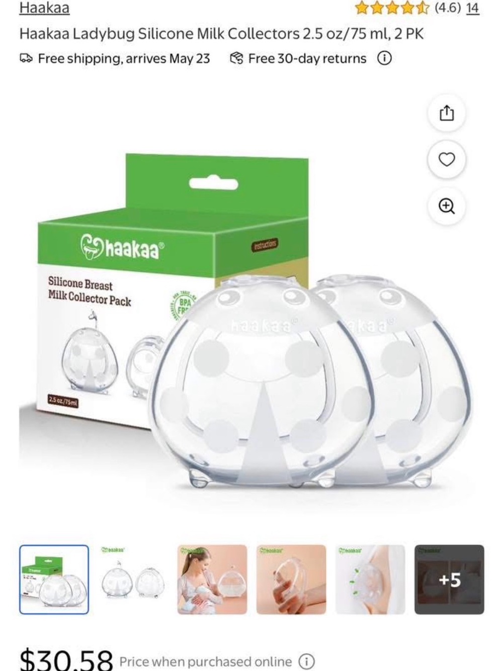Haakaa Silicone Breast Milk Collectors - Clear (2 Pack)